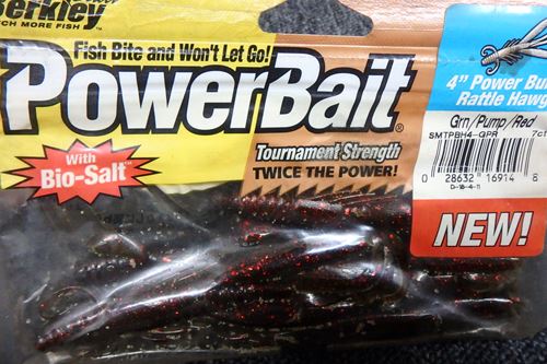 PowerBait 4`Power Bulky Rattle Hawg/Grn Pump Red